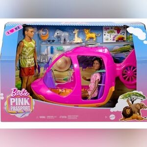 Barbie Pink Passport Kenya Adventure Dolls & Playset W Toy Helicopter